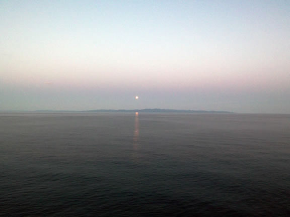 海面を滑る月光